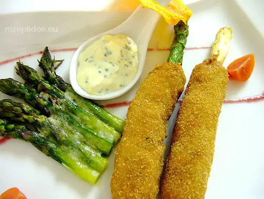 Frittierte Spargeln im Fleischmantel mit Tatarsauce